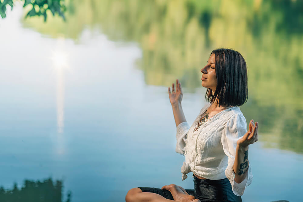 yoga meditation at a microdosing retreat