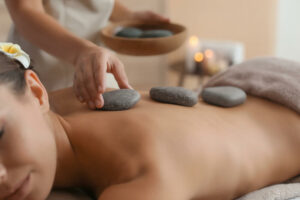 hot stone massage at a psilocybin retreat